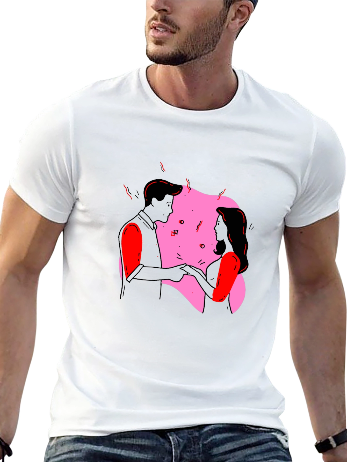 Romantic Couple Graphic Tee - Black T-Shirt