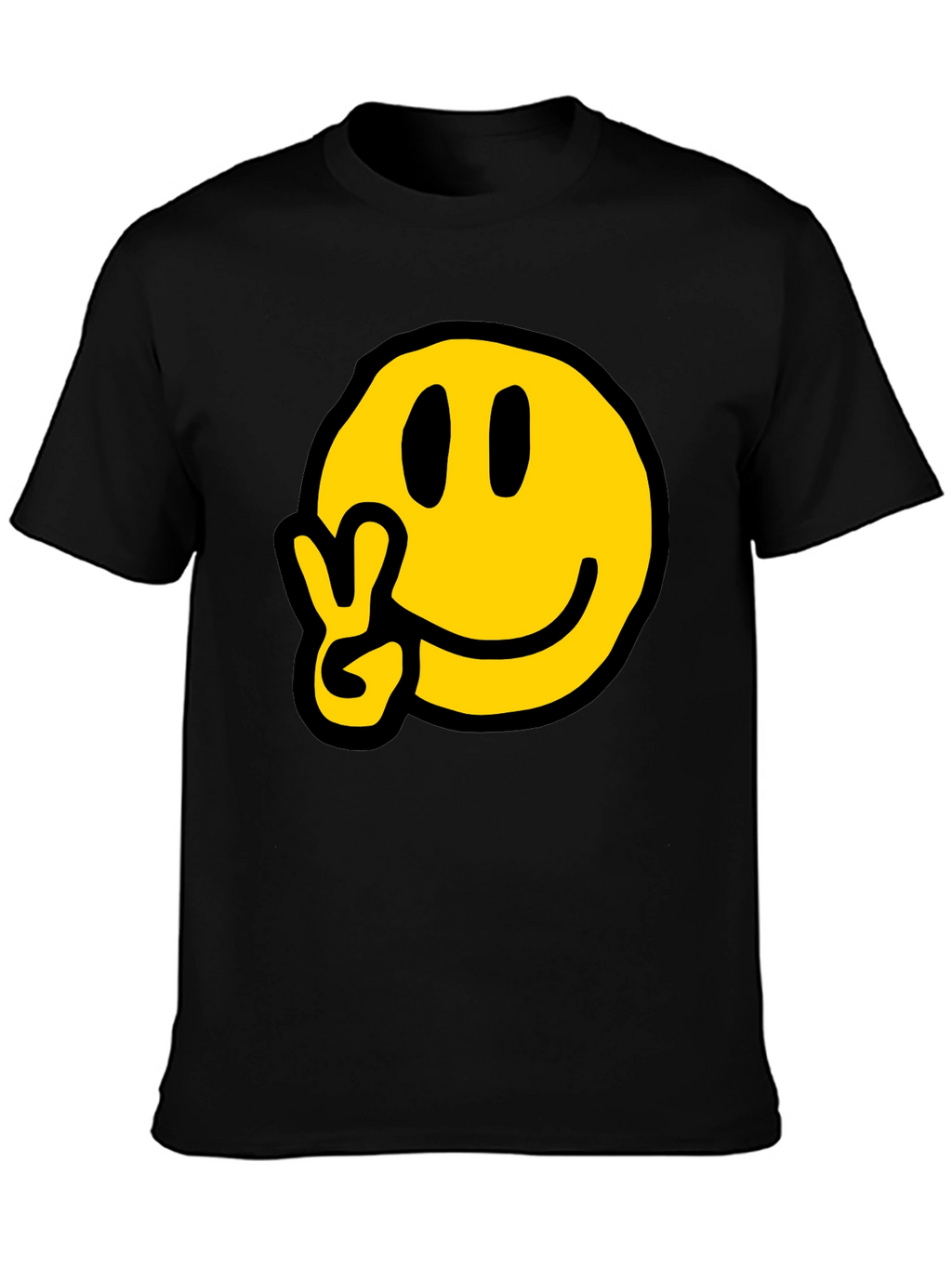 Peace Smiley T-Shirt - Black Graphic Tee