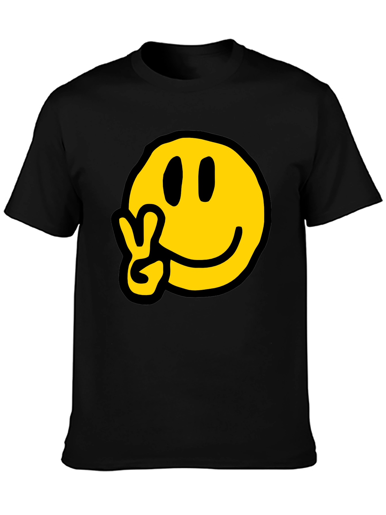Peace Smiley T-Shirt - Black Graphic Tee