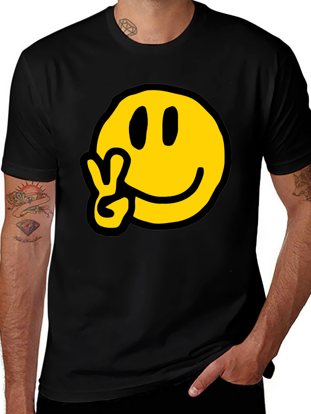 Peace Smiley T-Shirt - Black Graphic Tee