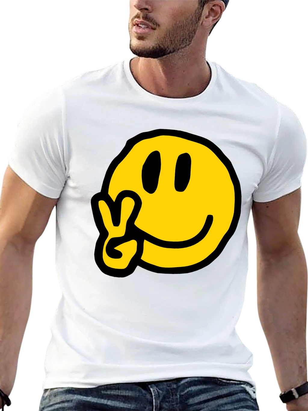 Peace Smiley T-Shirt - Black Graphic Tee