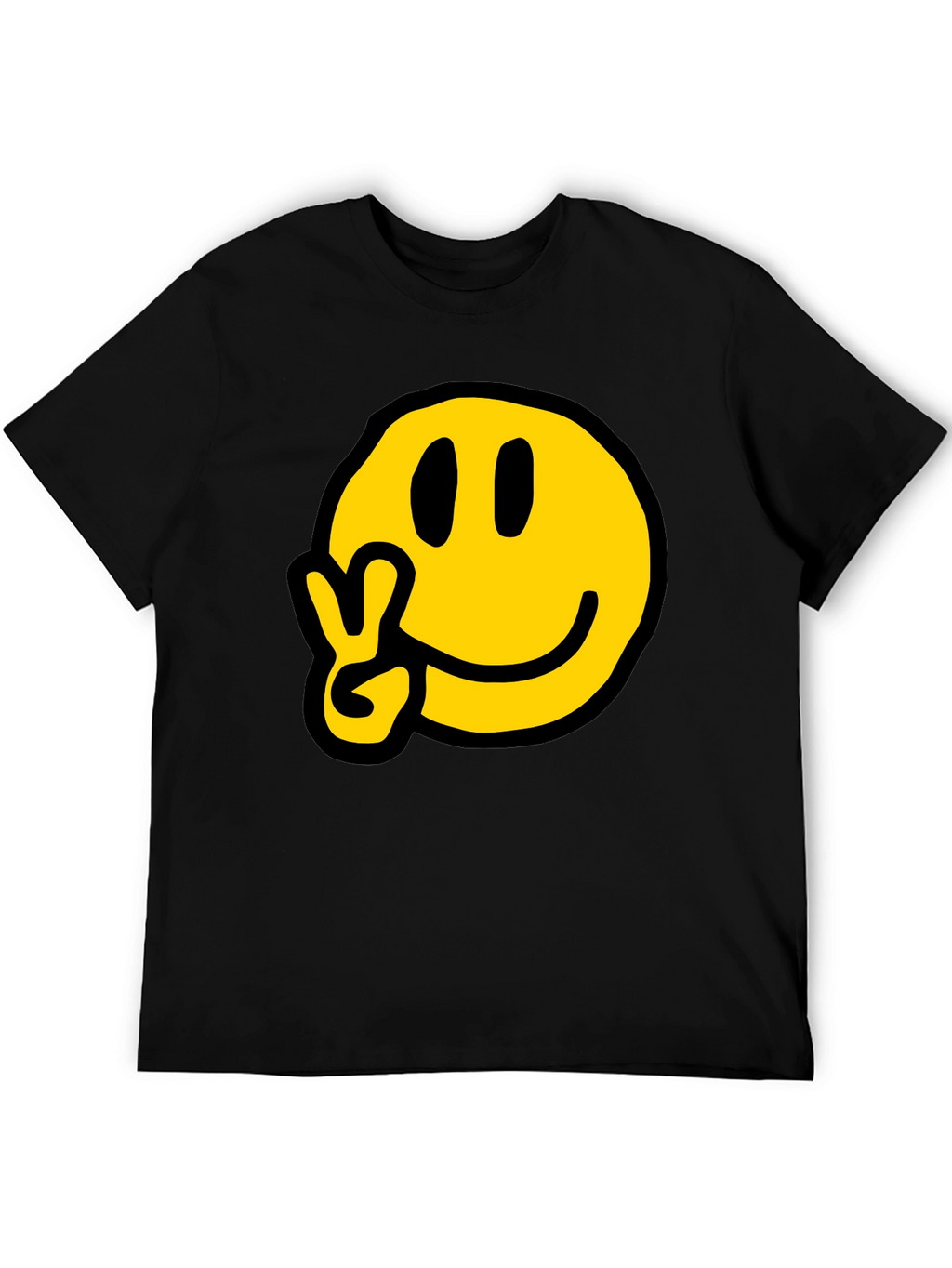 Peace Smiley T-Shirt - Black Graphic Tee