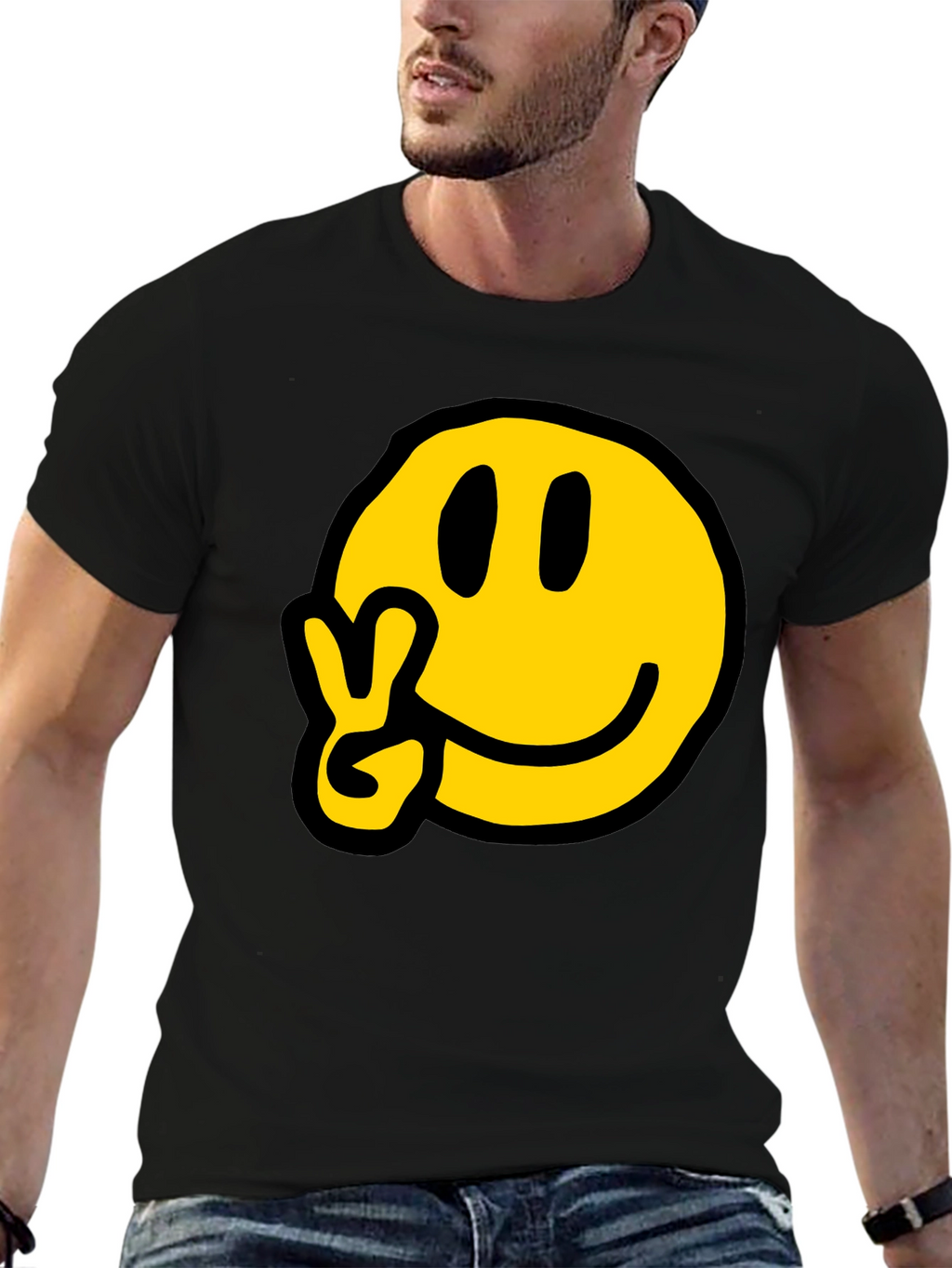 Peace Smiley T-Shirt - Black Graphic Tee