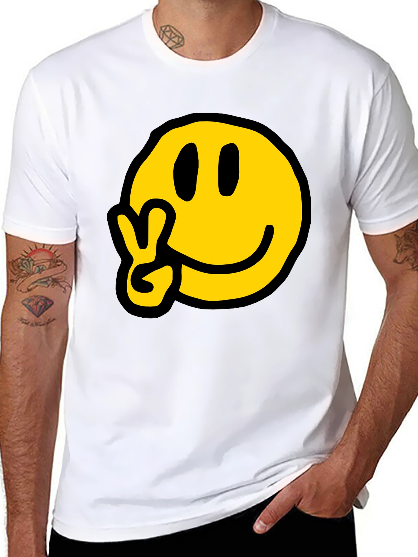 Peace Smiley T-Shirt - Black Graphic Tee