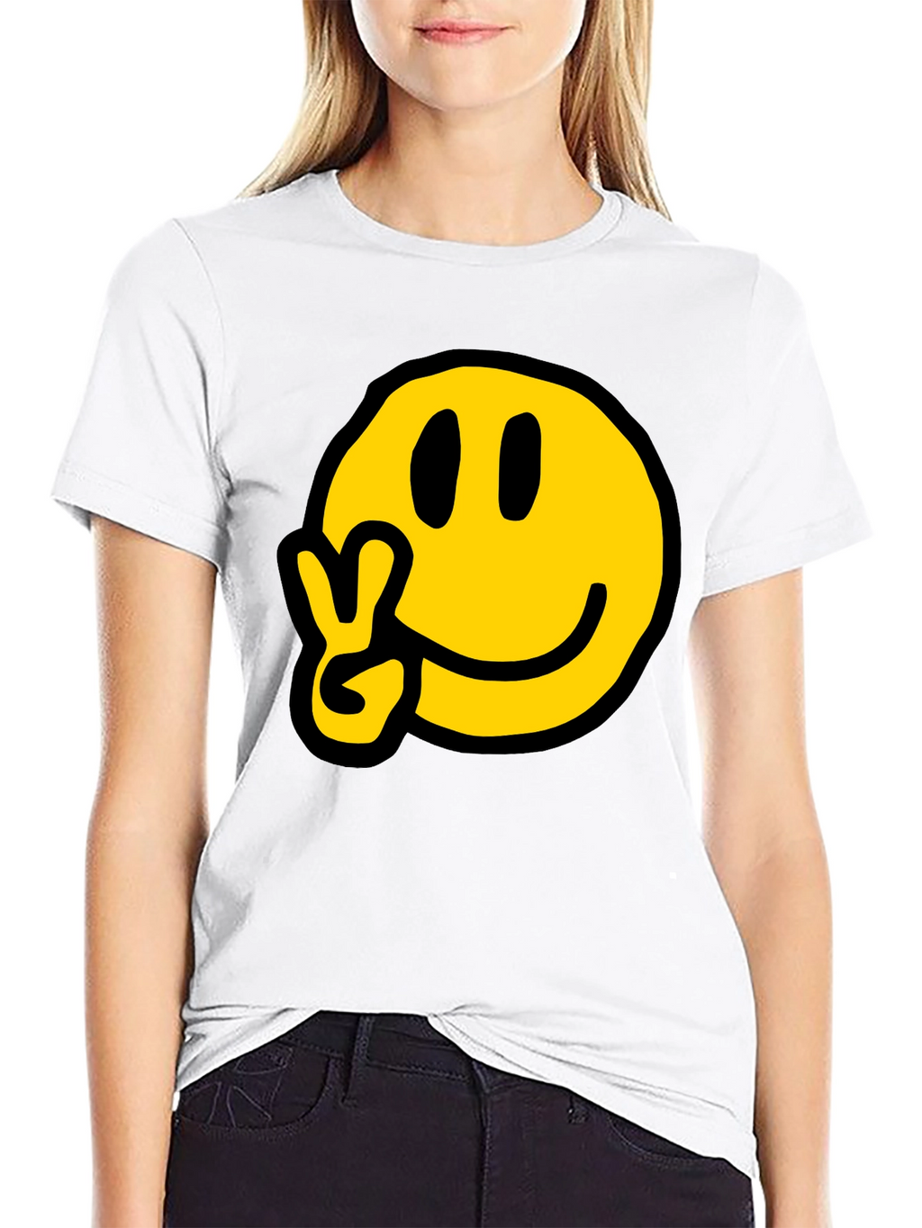 Peace Smiley T-Shirt - Black Graphic Tee