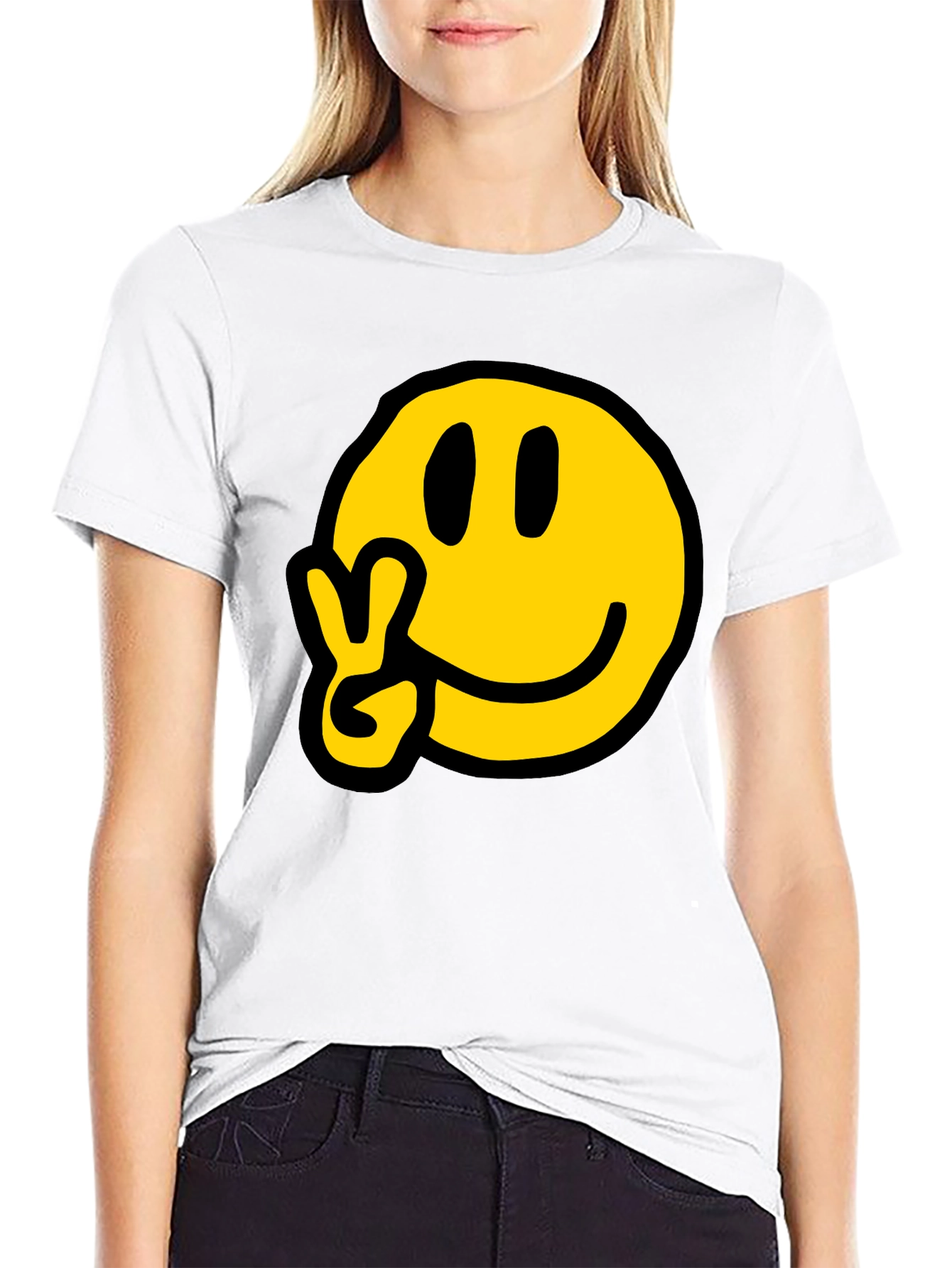 Peace Smiley T-Shirt - Black Graphic Tee