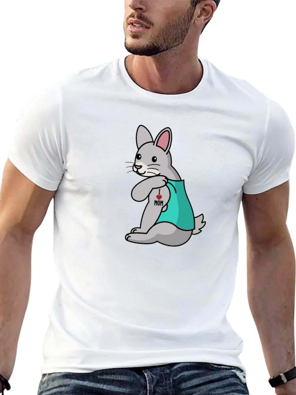 Funny Tattooed Rabbit Graphic T-Shirt