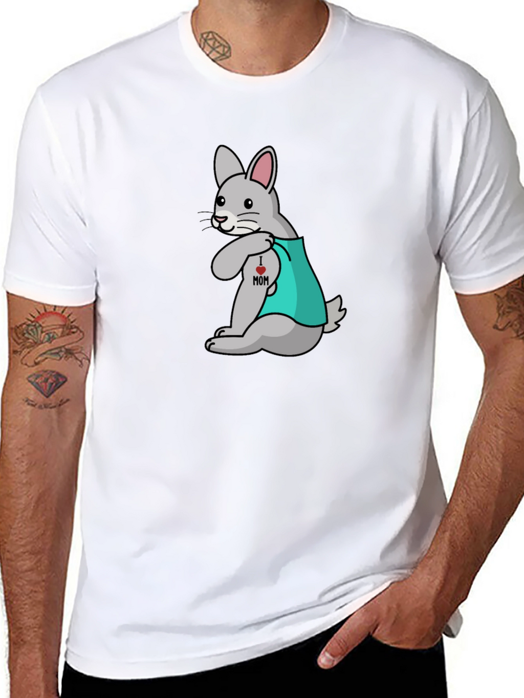 Funny Tattooed Rabbit Graphic T-Shirt