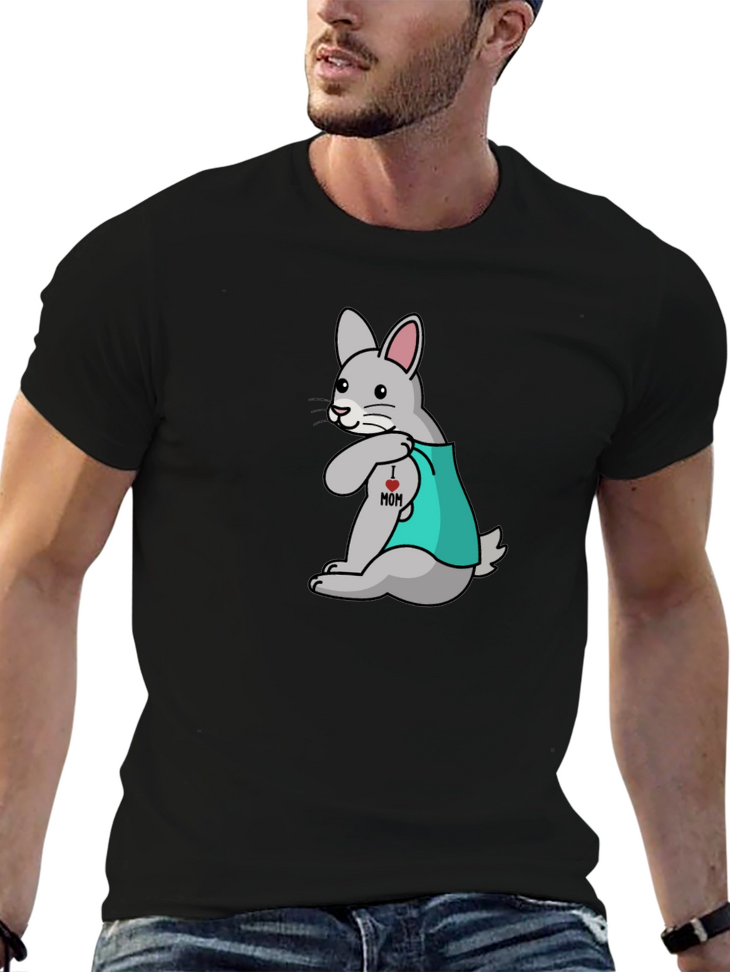 Funny Tattooed Rabbit Graphic T-Shirt