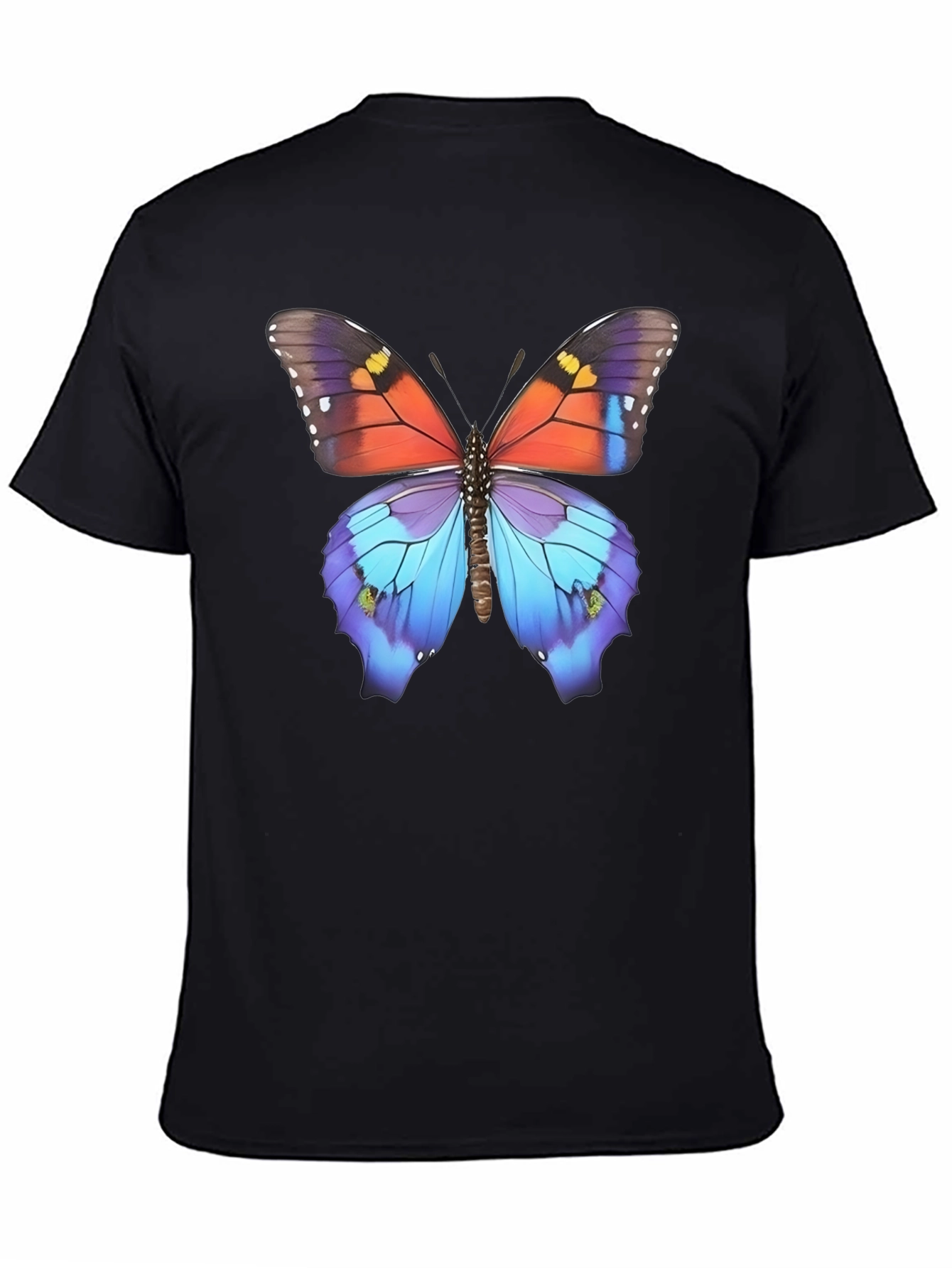 Butterfly Print Black T-Shirt