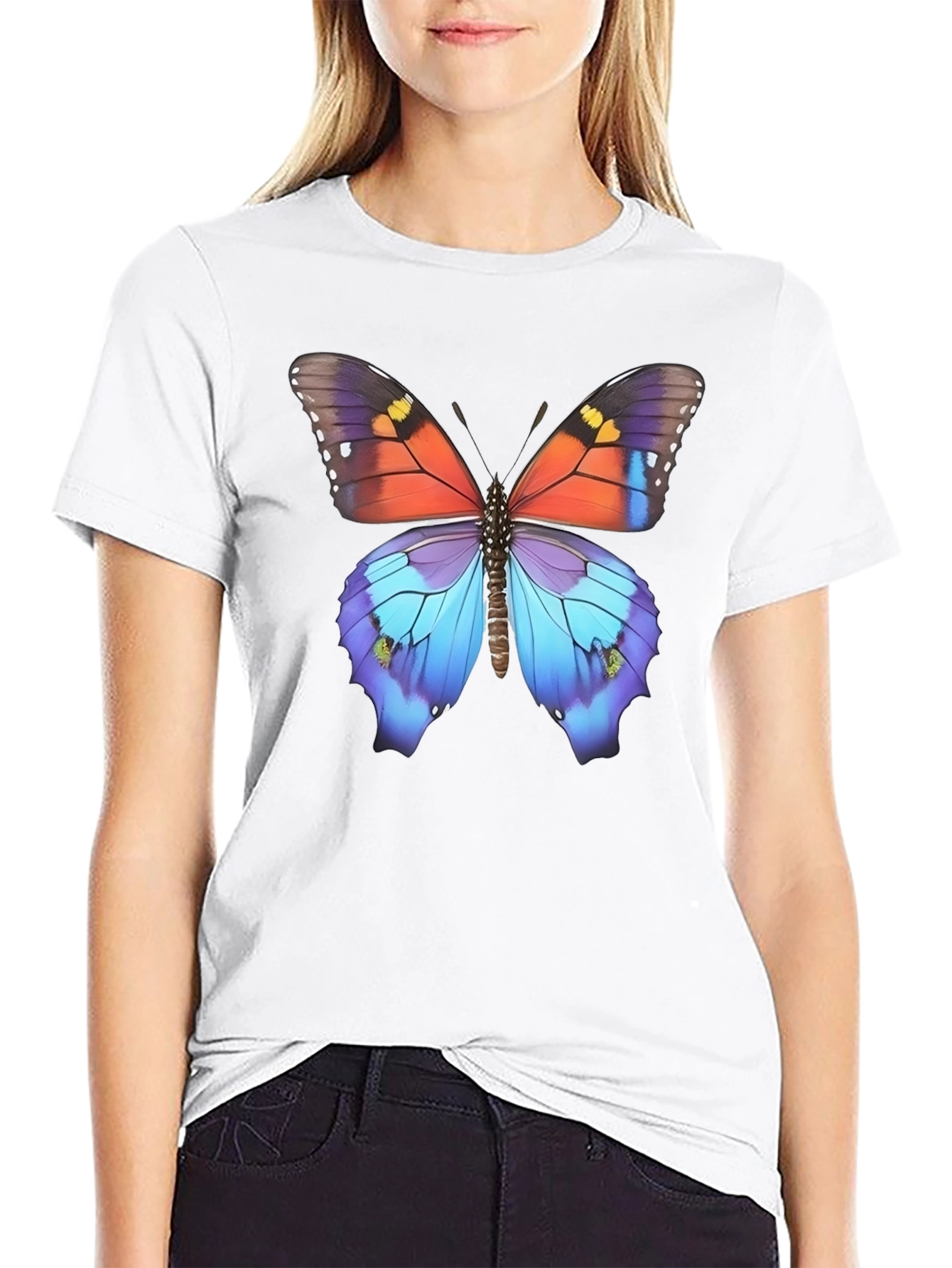 Butterfly Print Black T-Shirt