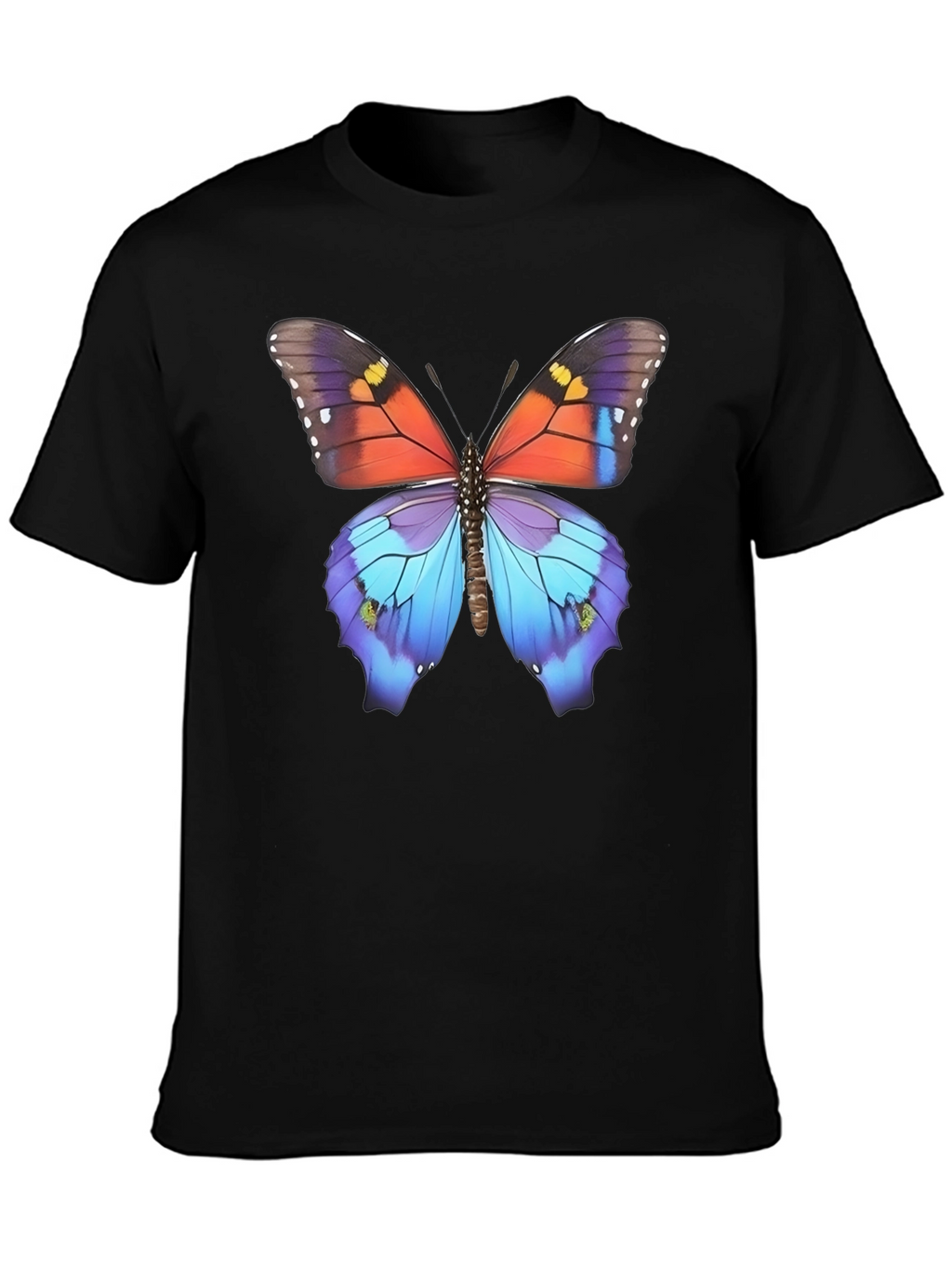 Butterfly Print Black T-Shirt