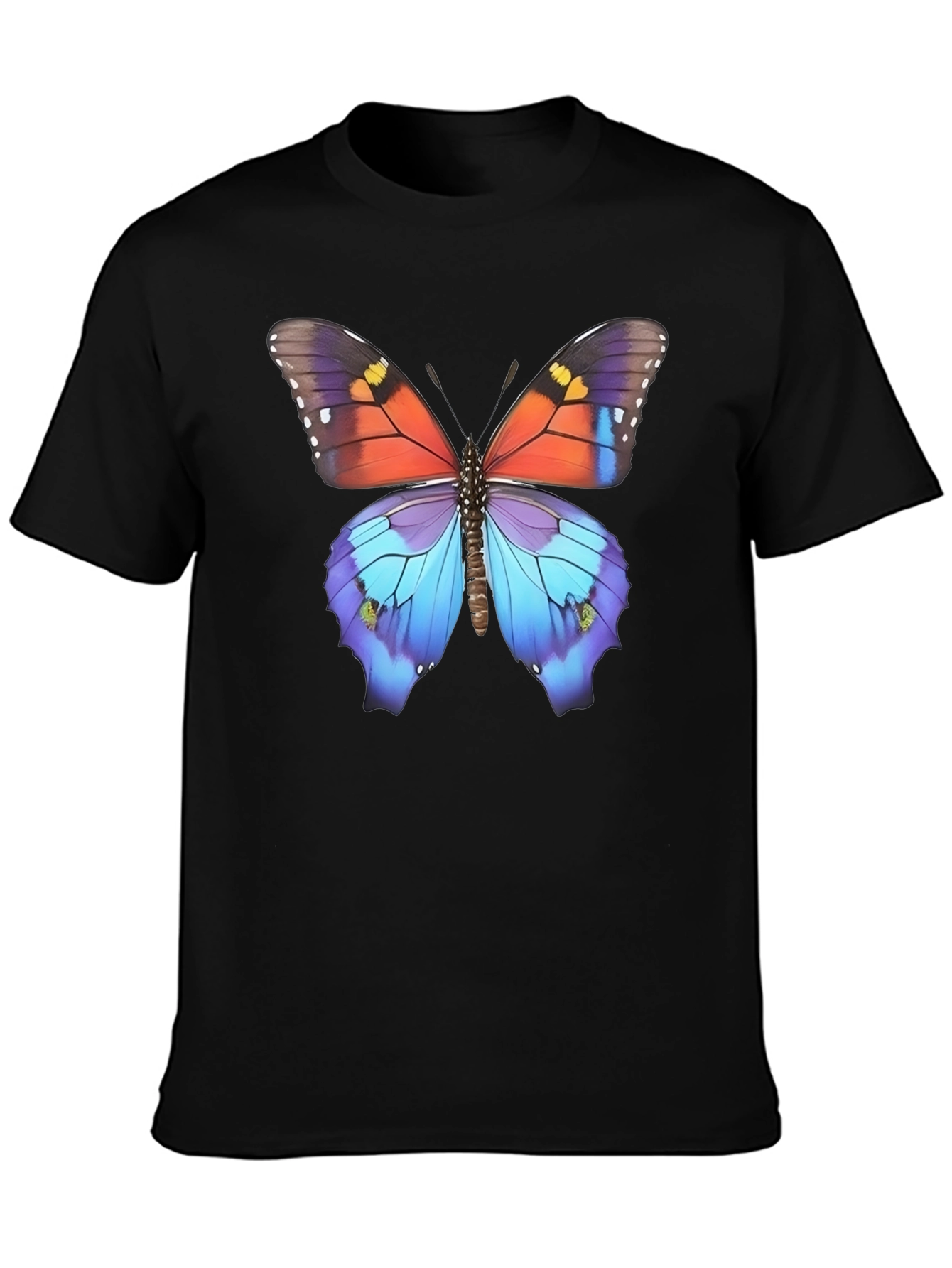 Butterfly Print Black T-Shirt