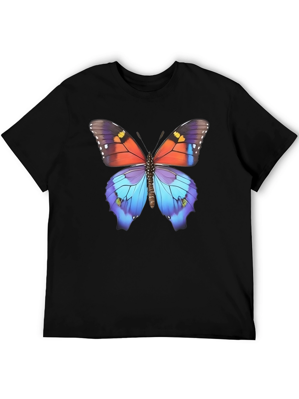 Butterfly Print Black T-Shirt
