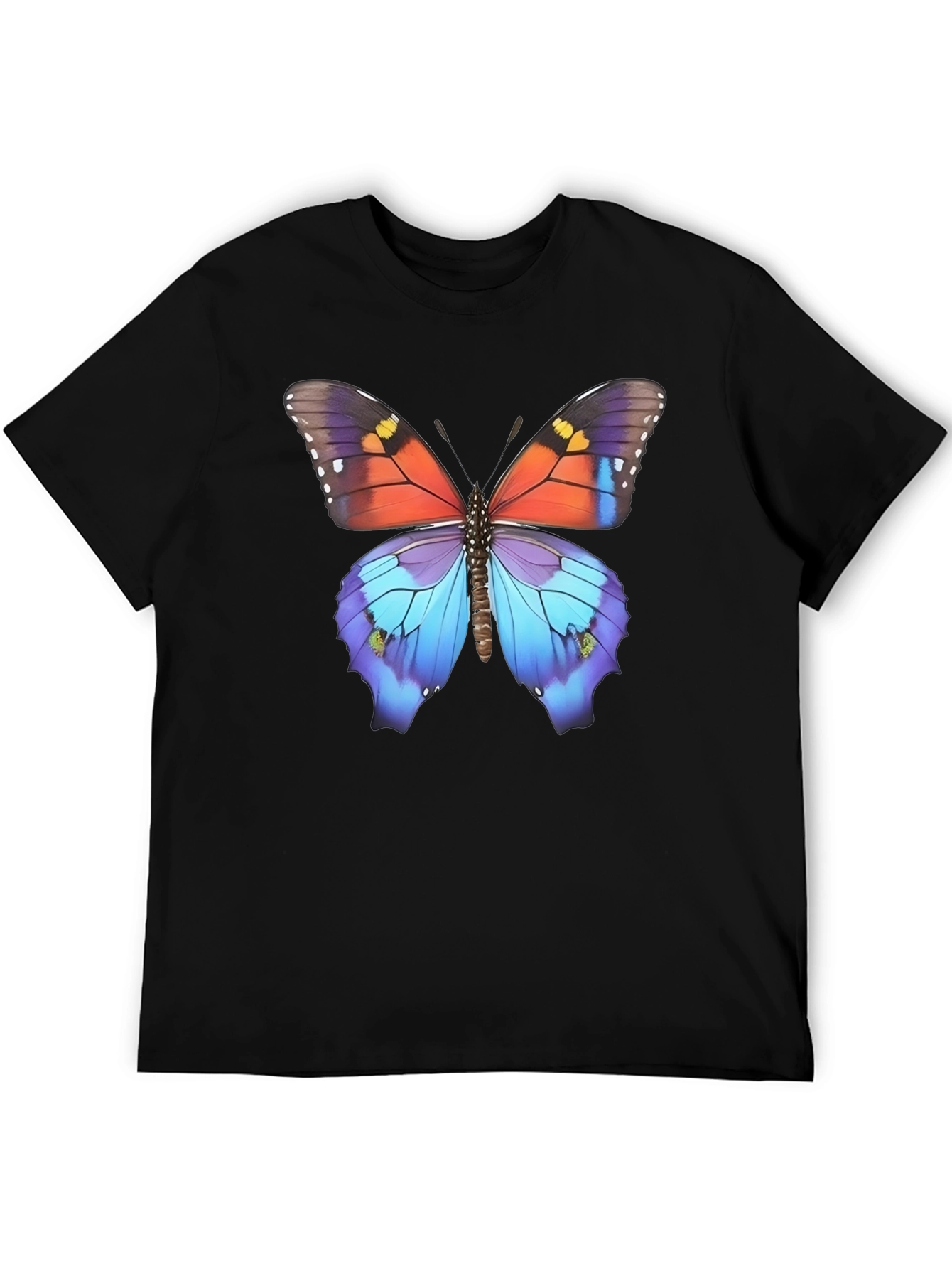 Butterfly Print Black T-Shirt