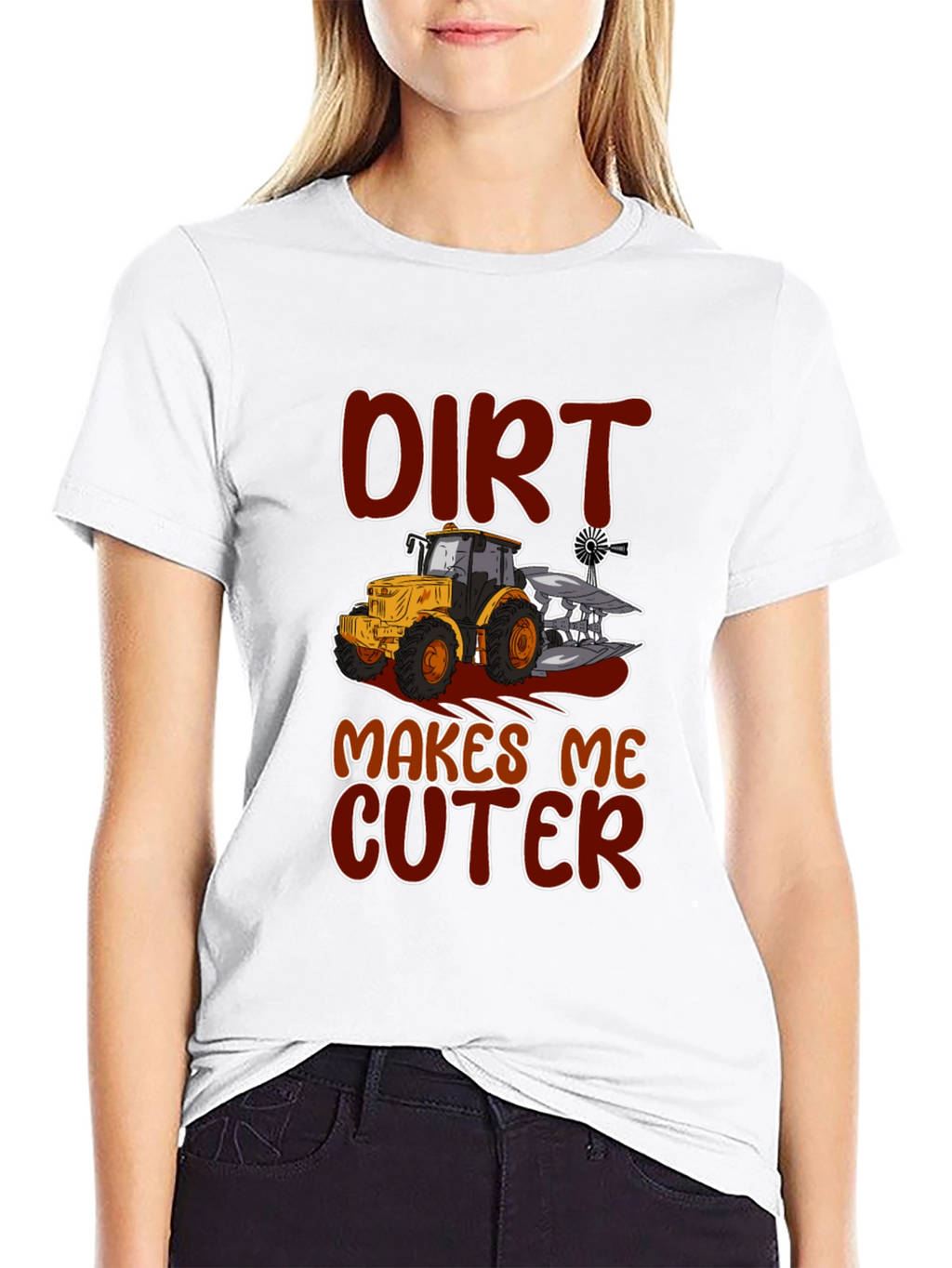 Dirt Makes Me Cuter Tractor Graphic T-Shirt