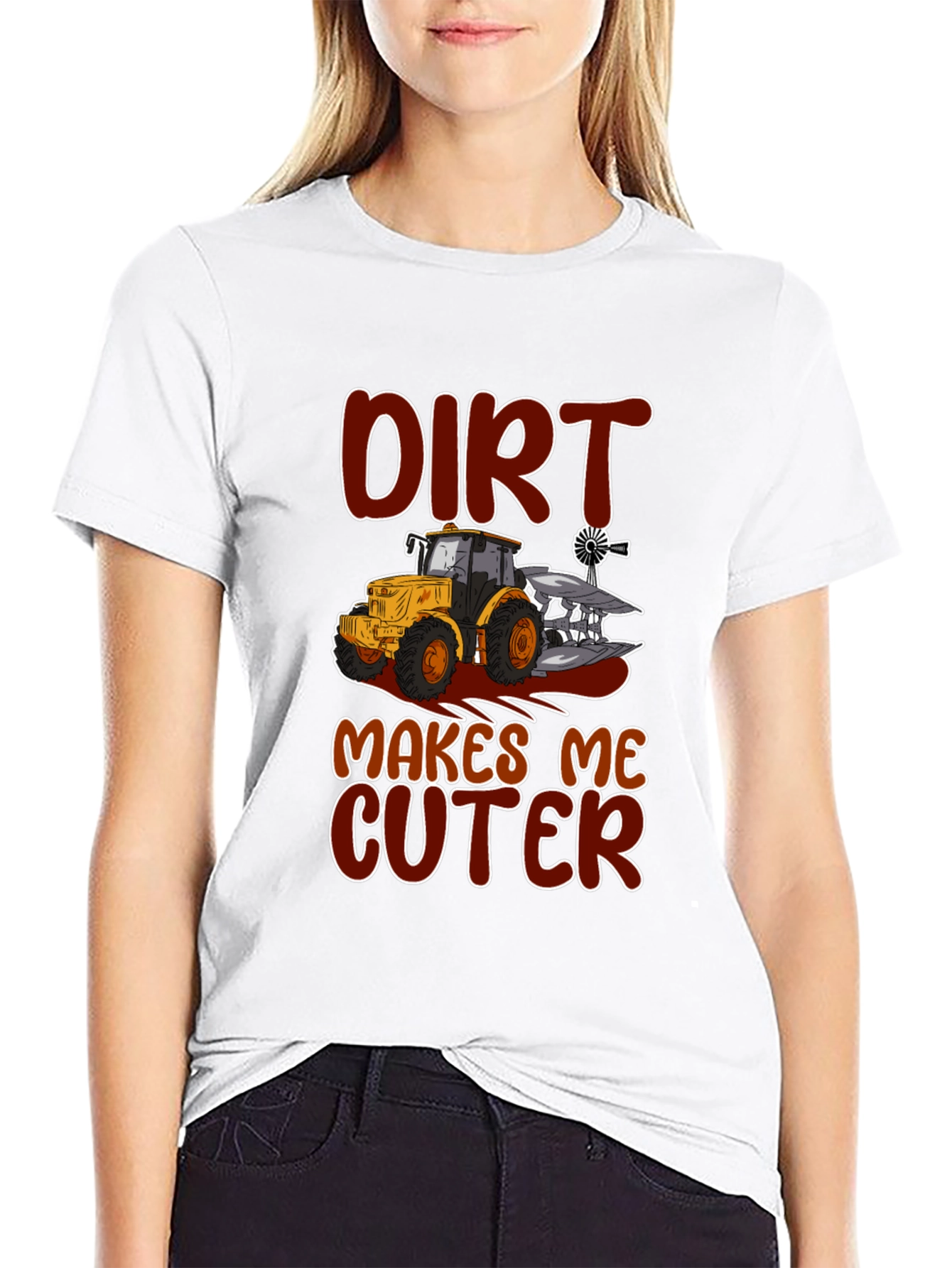 Dirt Makes Me Cuter Tractor Graphic T-Shirt