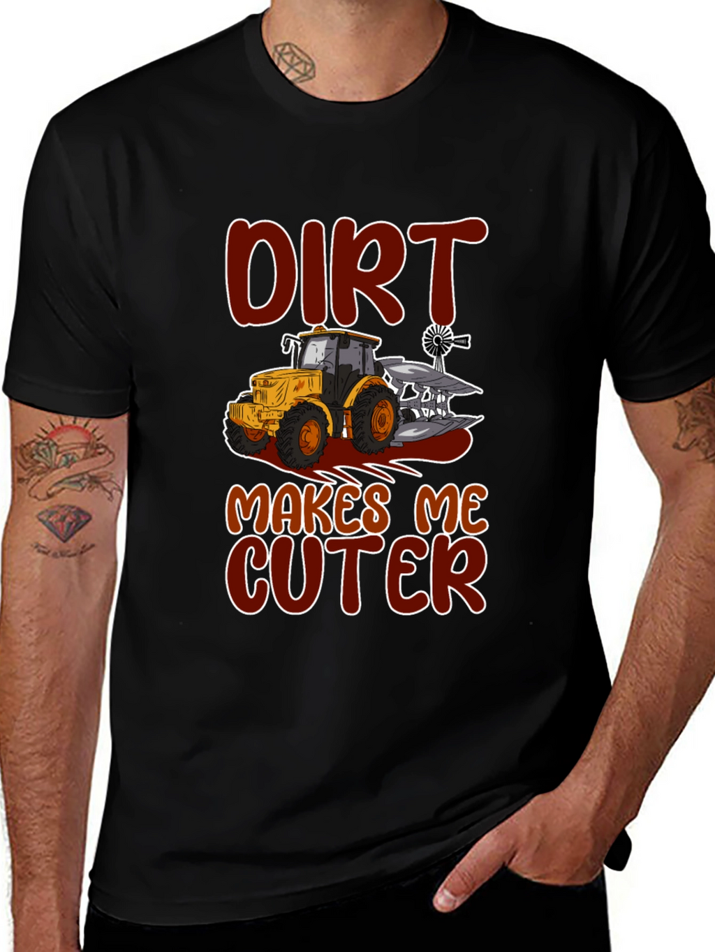 Dirt Makes Me Cuter Tractor Graphic T-Shirt