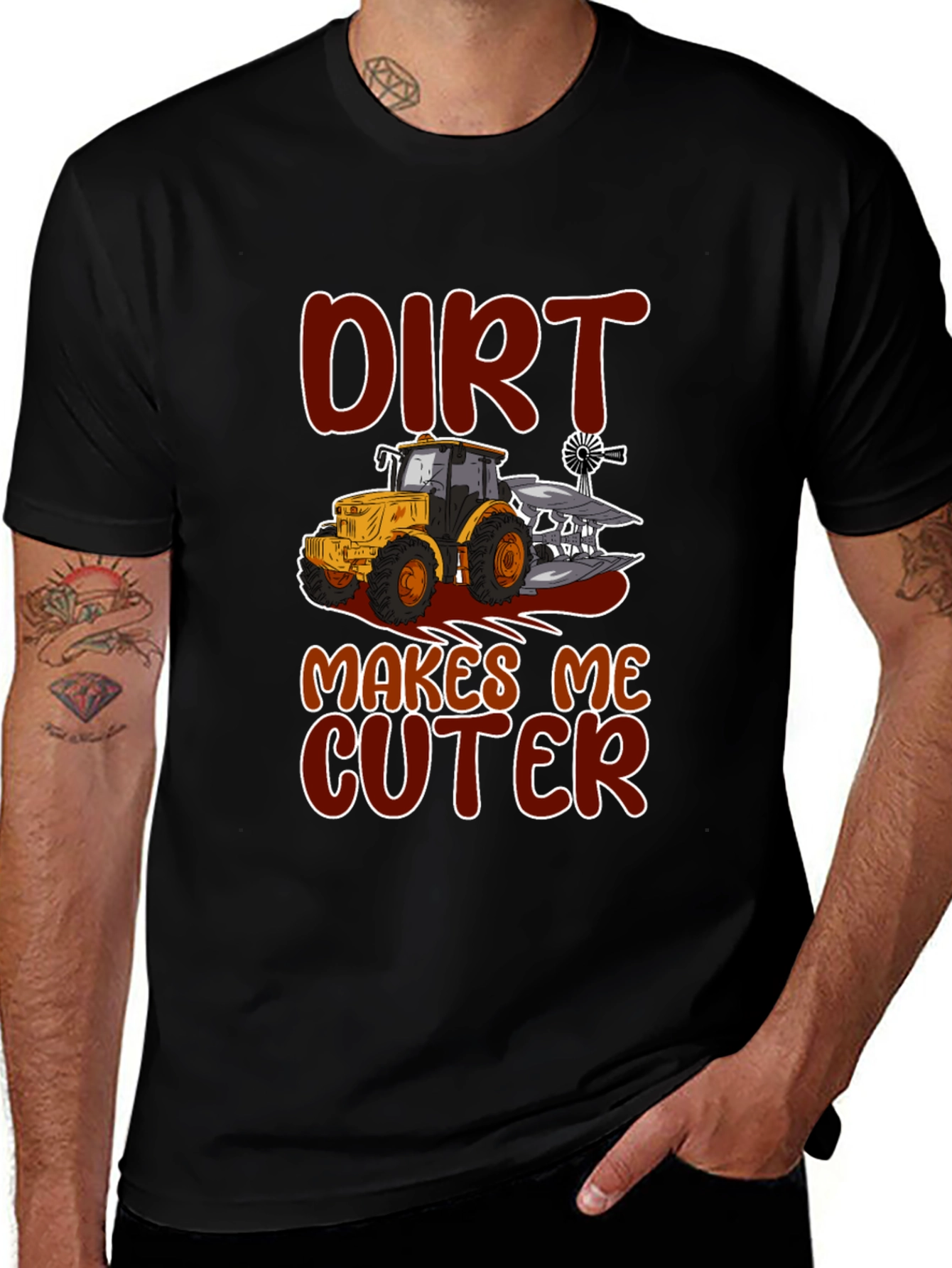 Dirt Makes Me Cuter Tractor Graphic T-Shirt