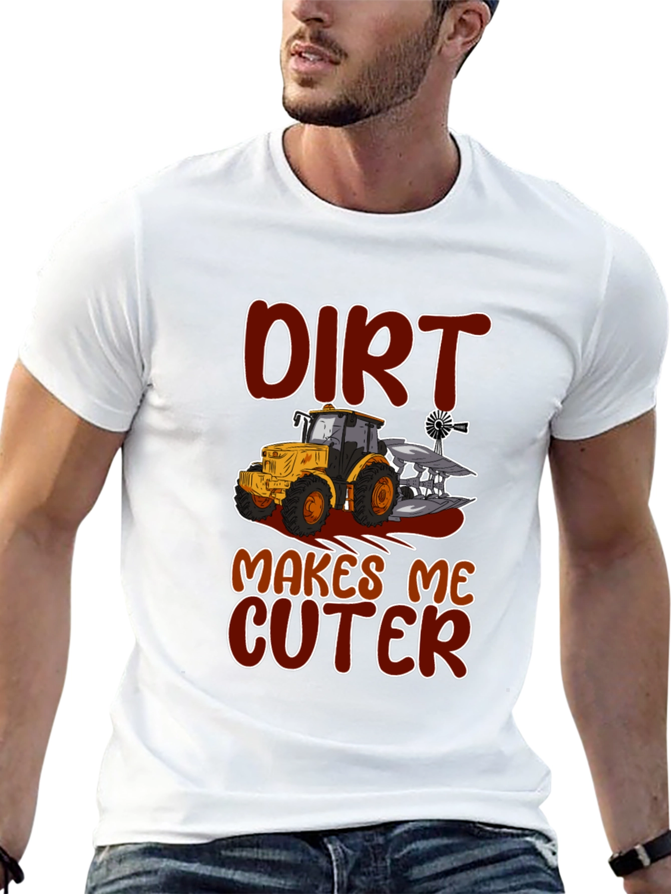 Dirt Makes Me Cuter Tractor Graphic T-Shirt
