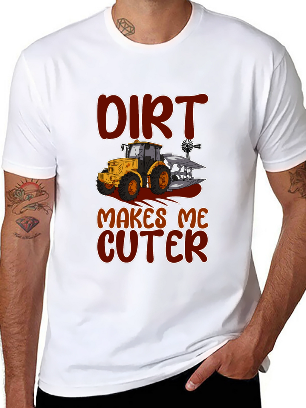 Dirt Makes Me Cuter Tractor Graphic T-Shirt
