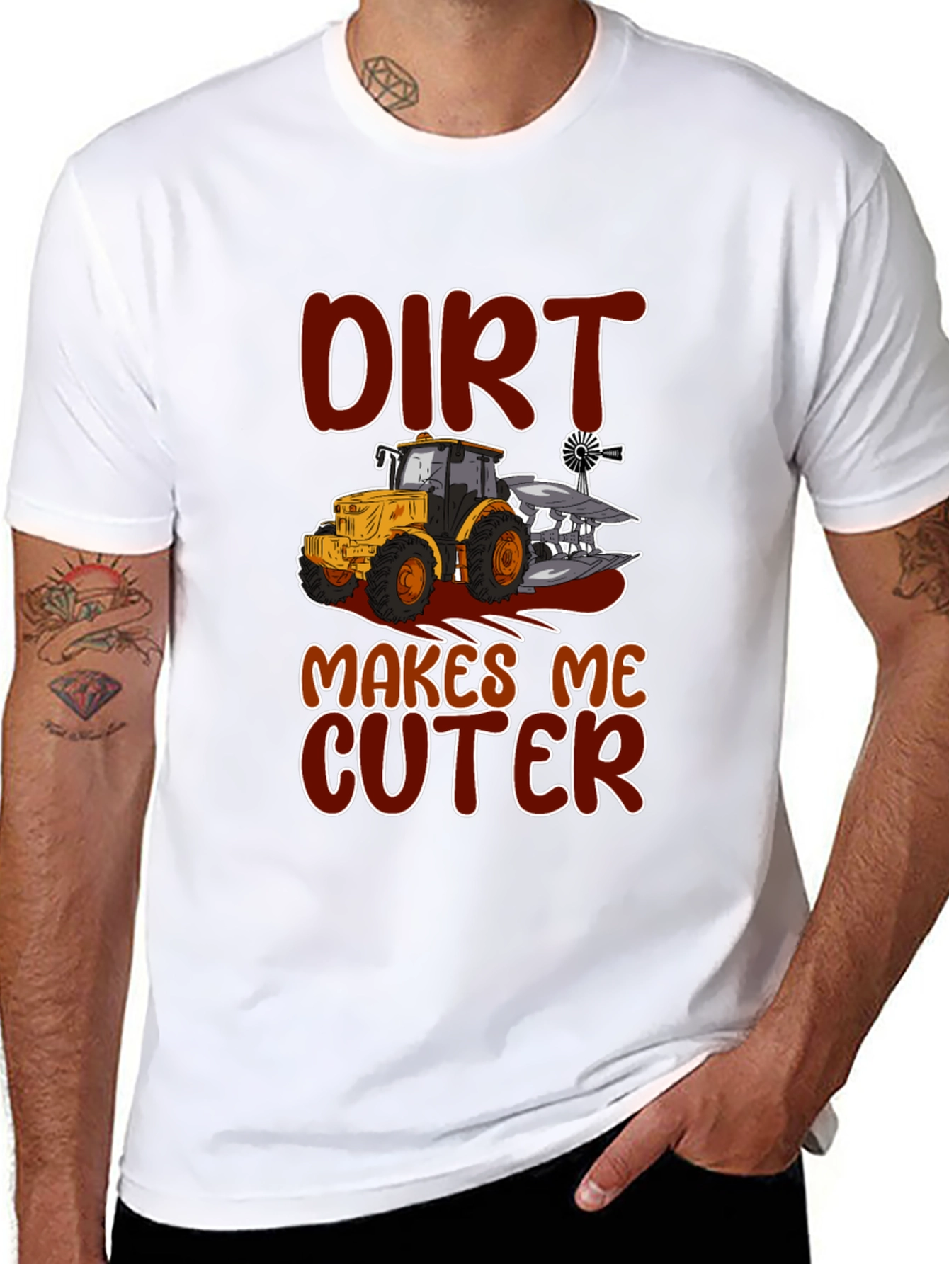 Dirt Makes Me Cuter Tractor Graphic T-Shirt