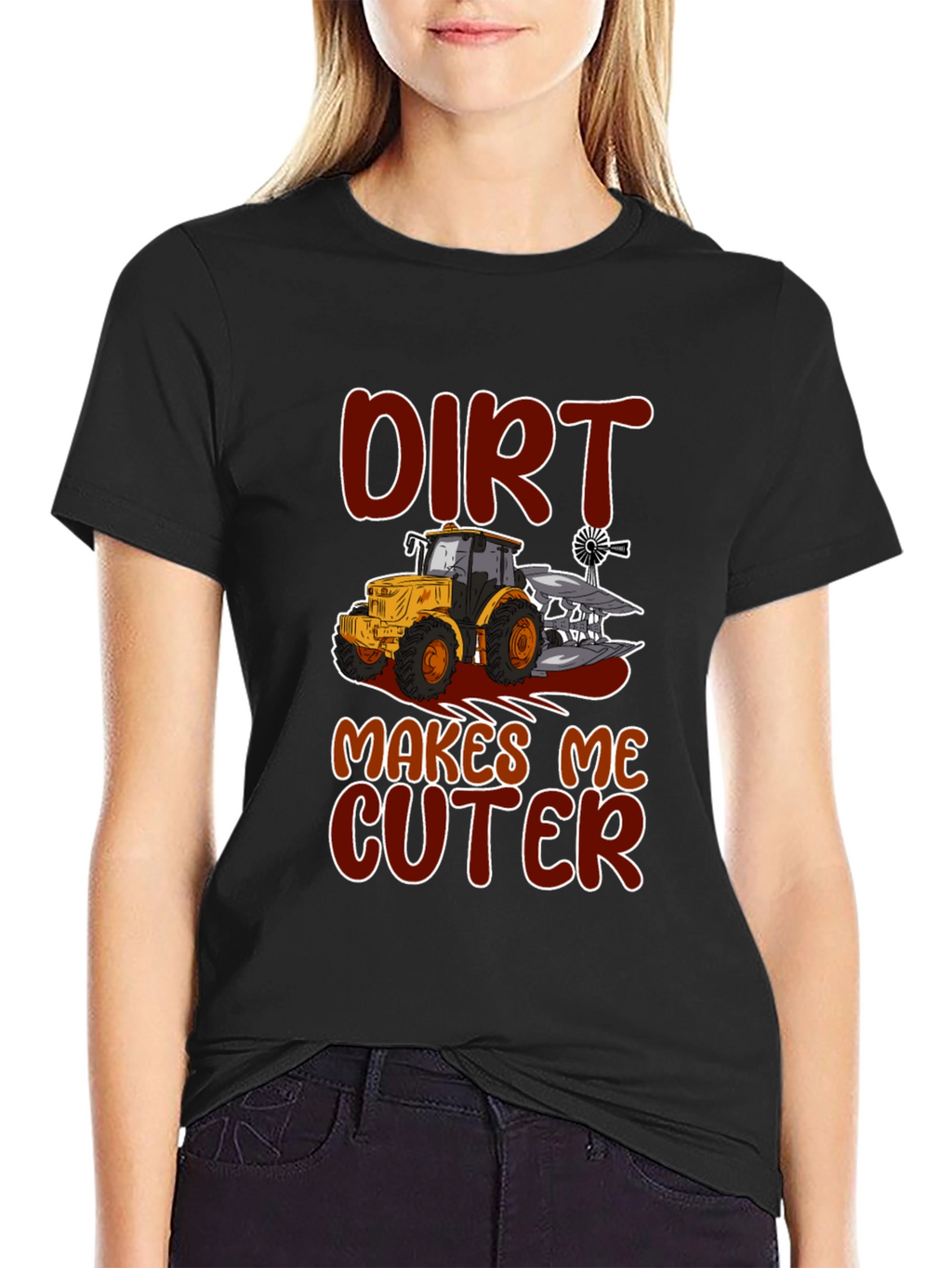 Dirt Makes Me Cuter Tractor Graphic T-Shirt