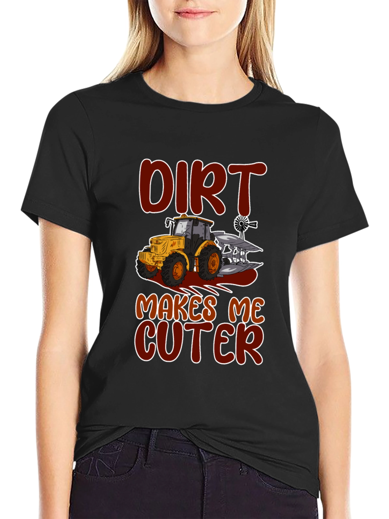 Dirt Makes Me Cuter Tractor Graphic T-Shirt