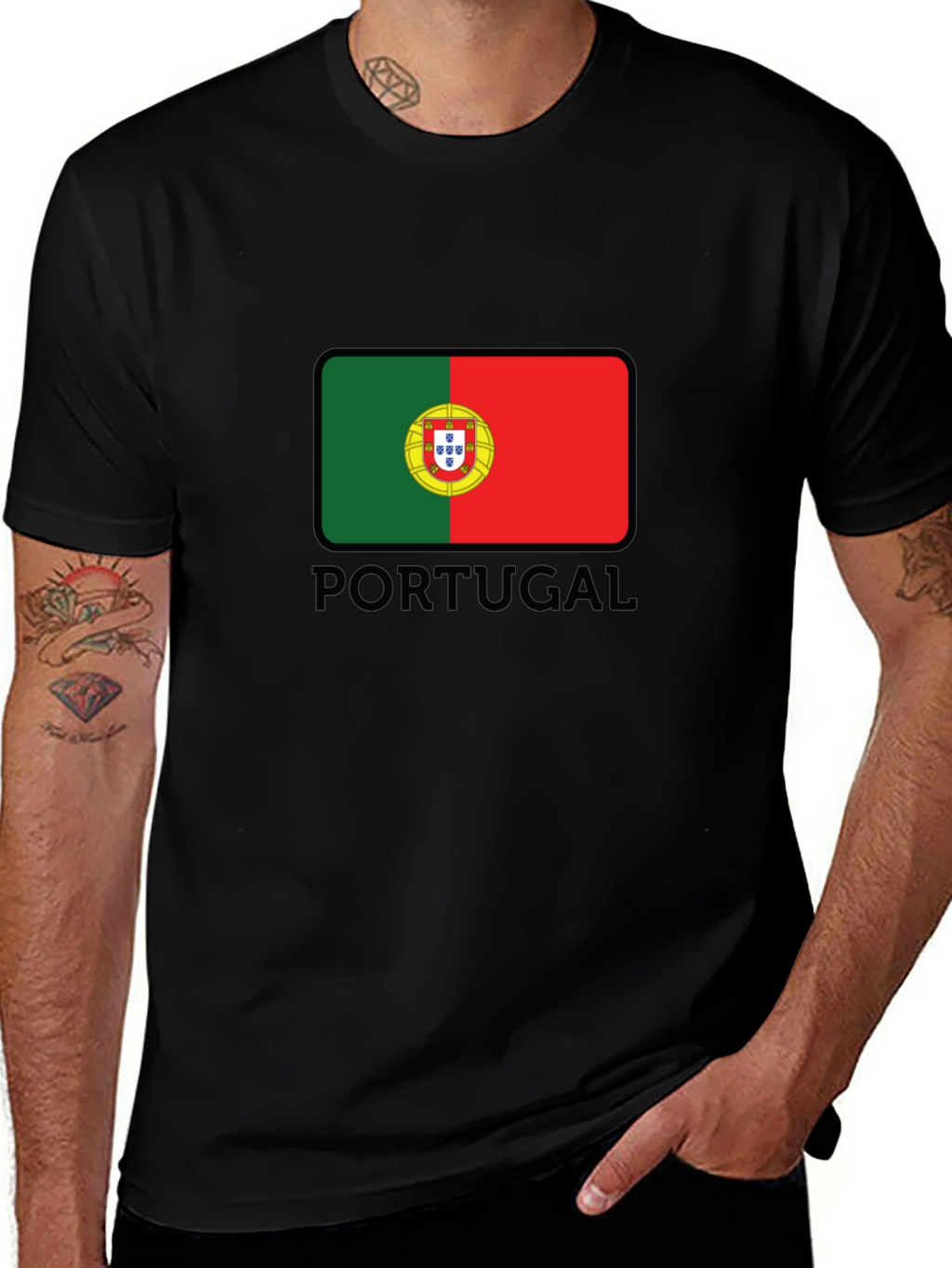 Portugal Flag T-Shirt - Mens Black Graphic Tee