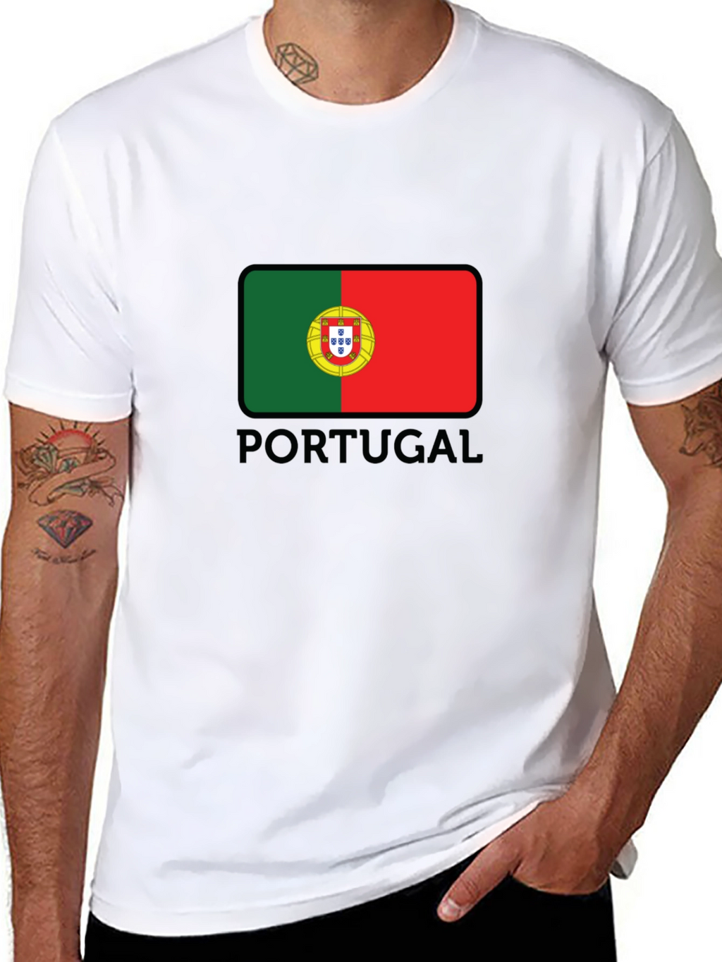 Portugal Flag T-Shirt - Mens Black Graphic Tee
