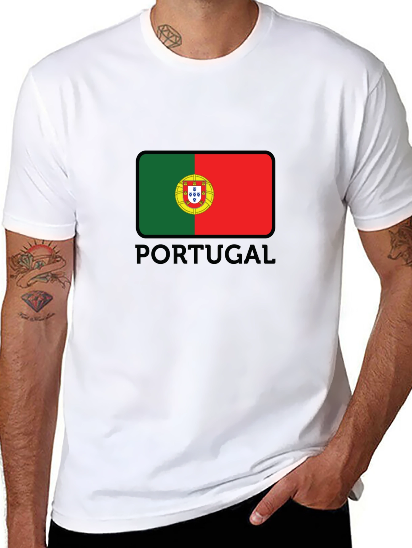 Portugal Flag T-Shirt - Mens Black Graphic Tee