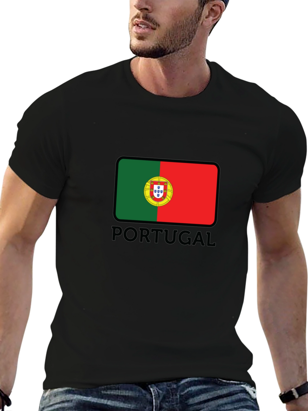 Portugal Flag T-Shirt - Mens Black Graphic Tee