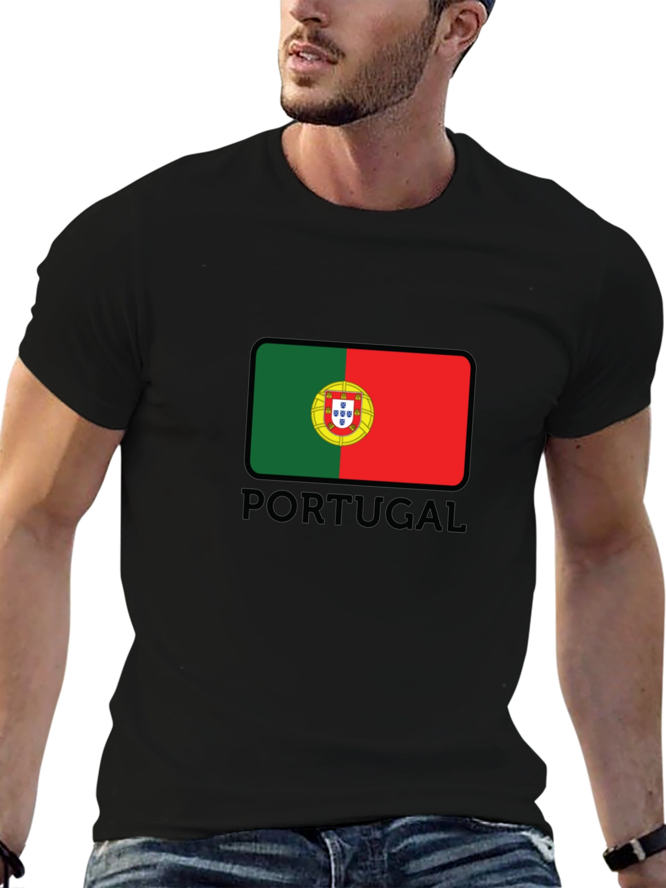 Portugal Flag T-Shirt - Mens Black Graphic Tee
