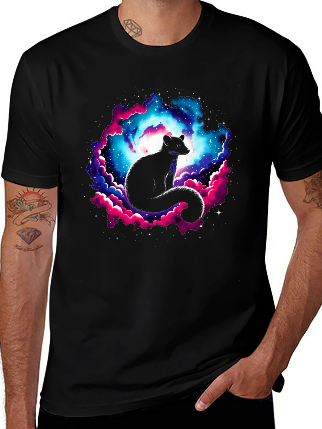 Cosmic Opossum Black T-Shirt