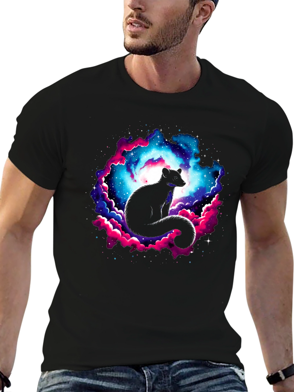 Cosmic Opossum Black T-Shirt