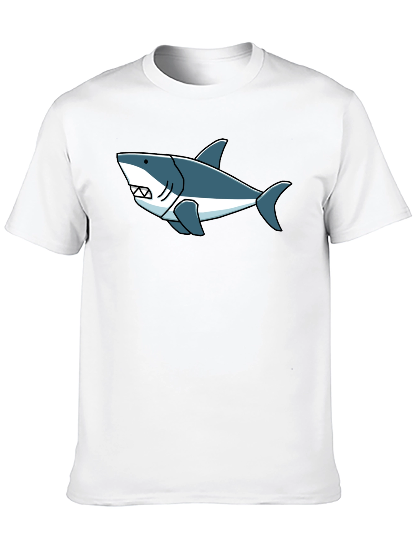 Shark Graphic Tee -  Cool Cartoon Design Black T-Shirt