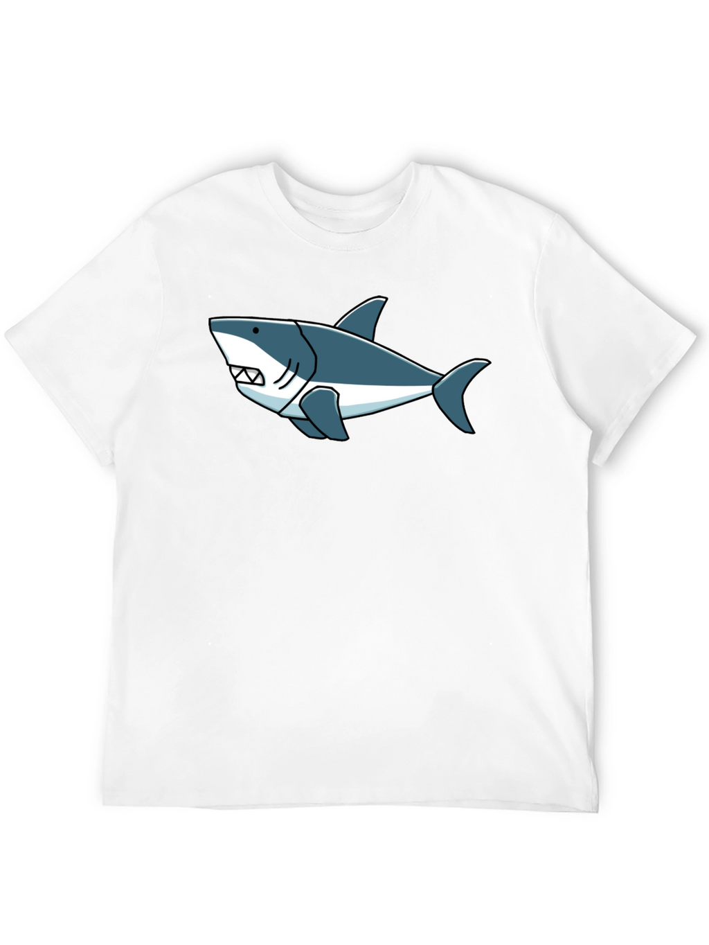 Shark Graphic Tee -  Cool Cartoon Design Black T-Shirt