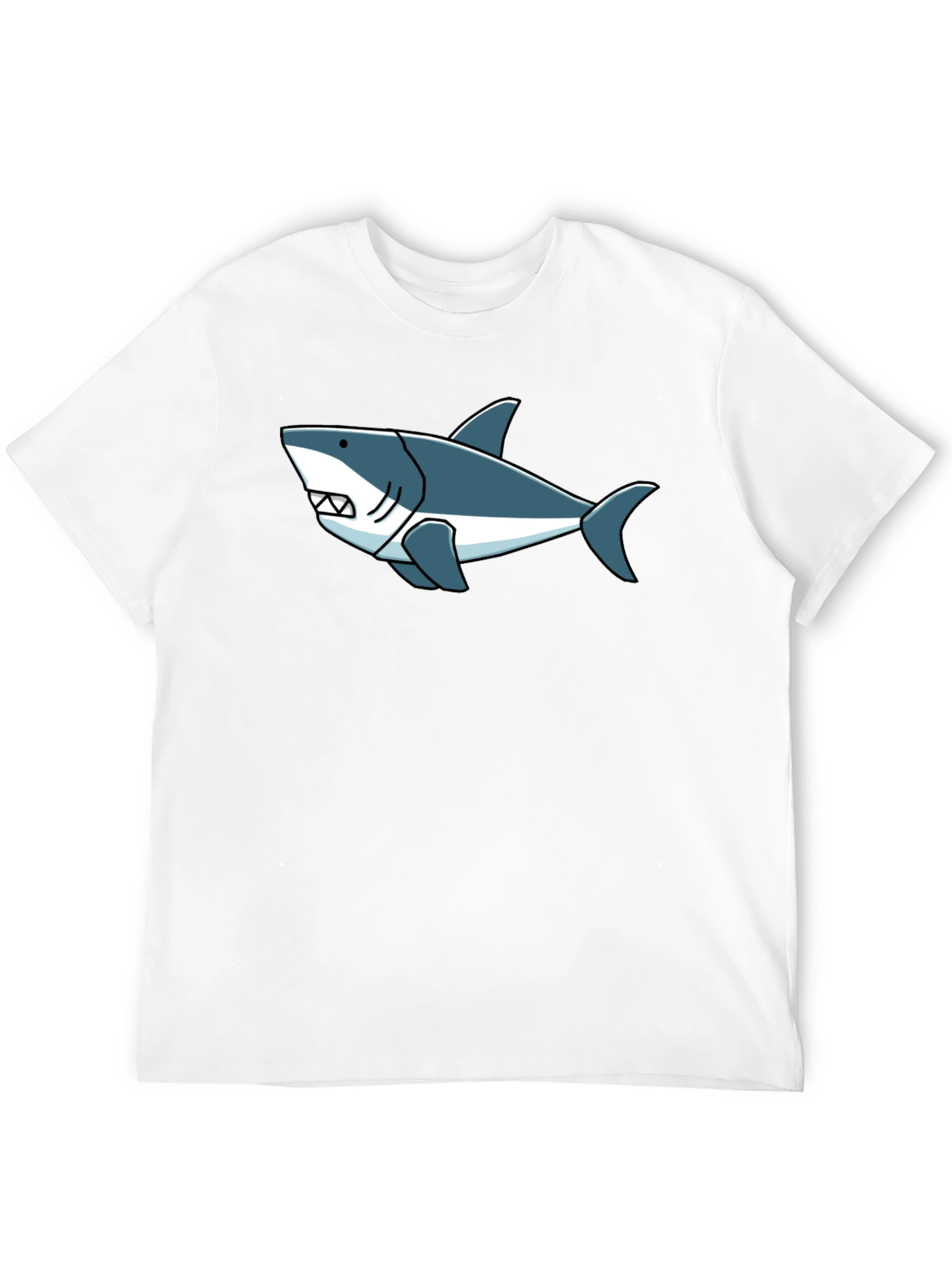 Shark Graphic Tee -  Cool Cartoon Design Black T-Shirt