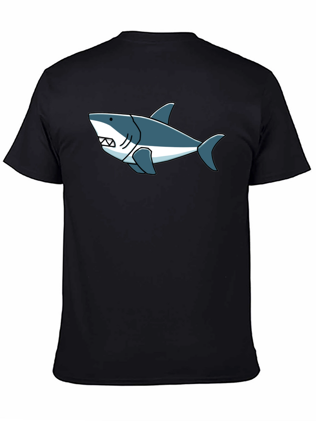 Shark Graphic Tee -  Cool Cartoon Design Black T-Shirt