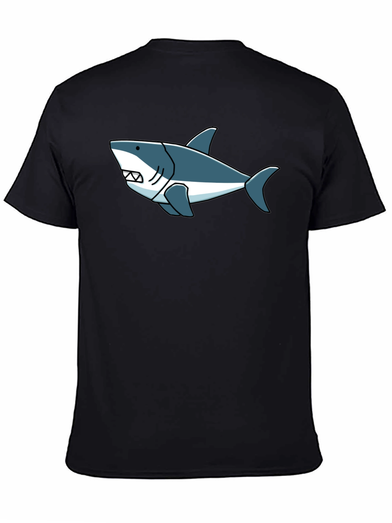 Shark Graphic Tee -  Cool Cartoon Design Black T-Shirt