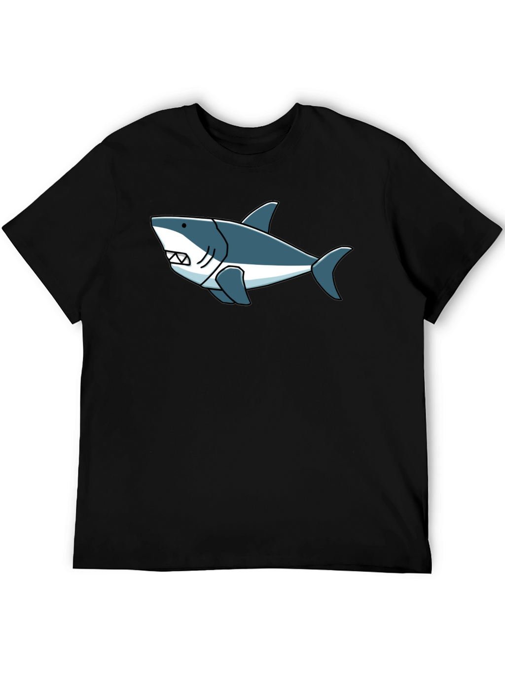 Shark Graphic Tee -  Cool Cartoon Design Black T-Shirt