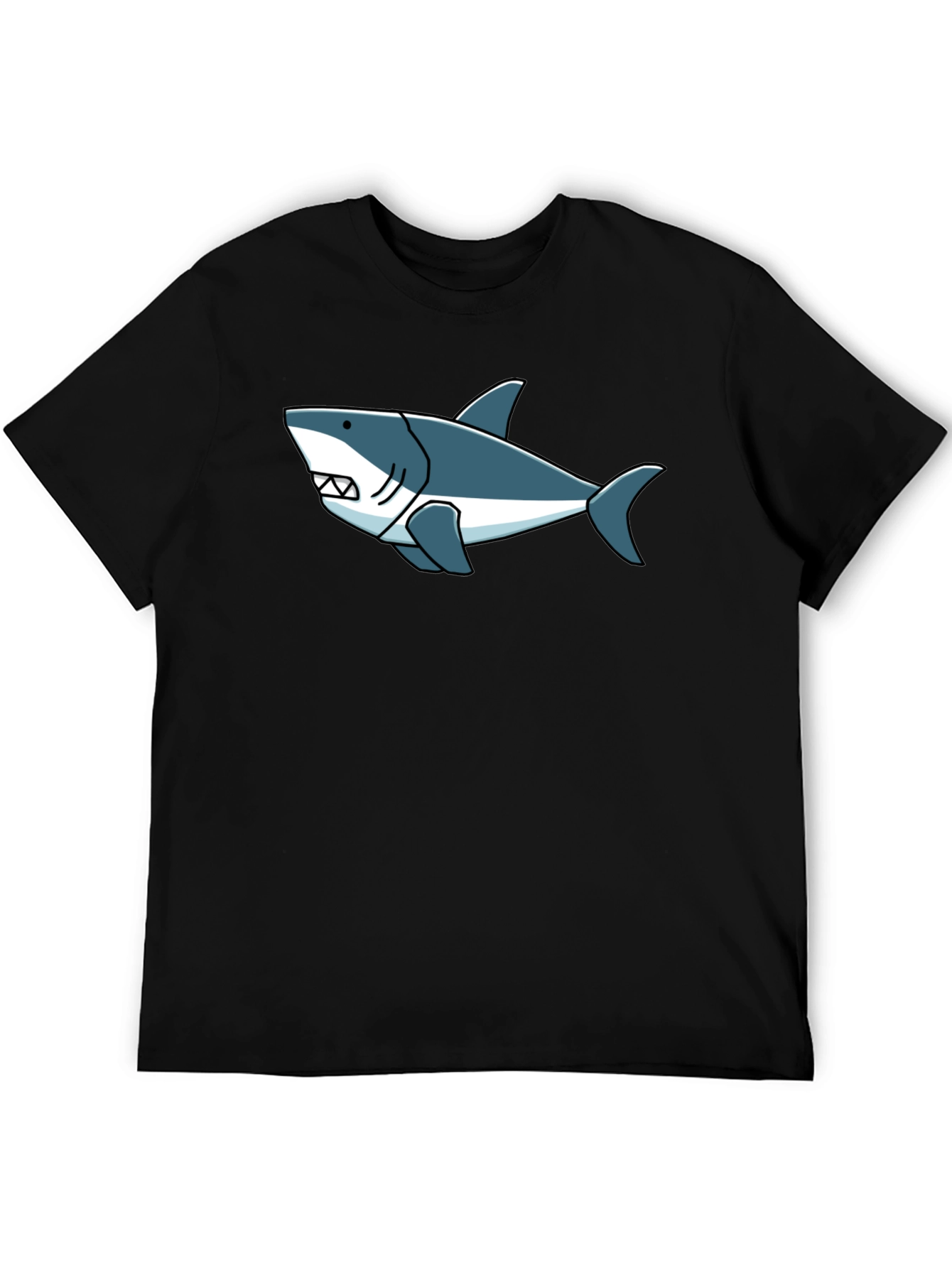 Shark Graphic Tee -  Cool Cartoon Design Black T-Shirt