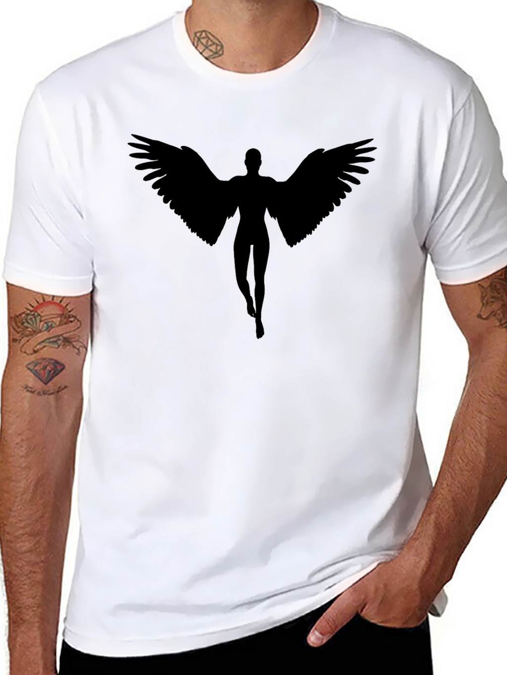 Angel Wings Graphic T-Shirt - Black
