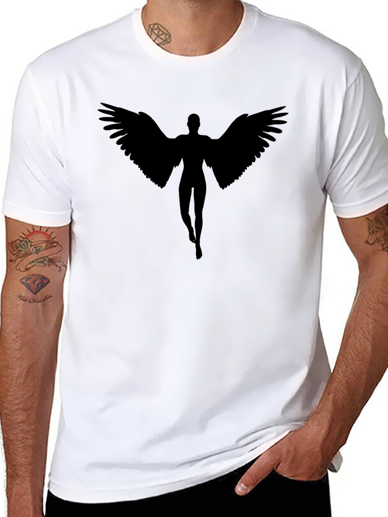 Angel Wings Graphic T-Shirt - Black