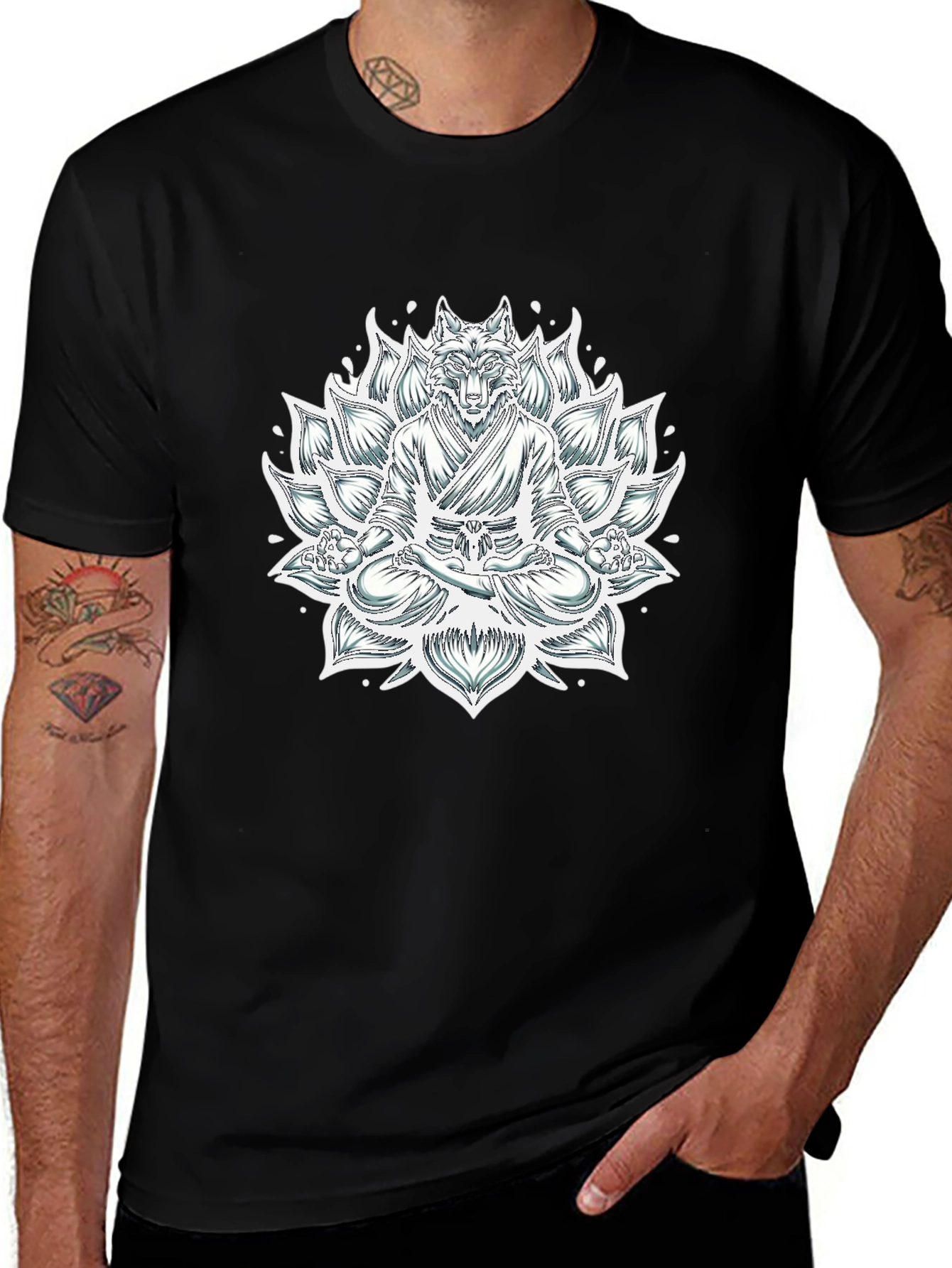 Meditating Wolf Lotus T-Shirt