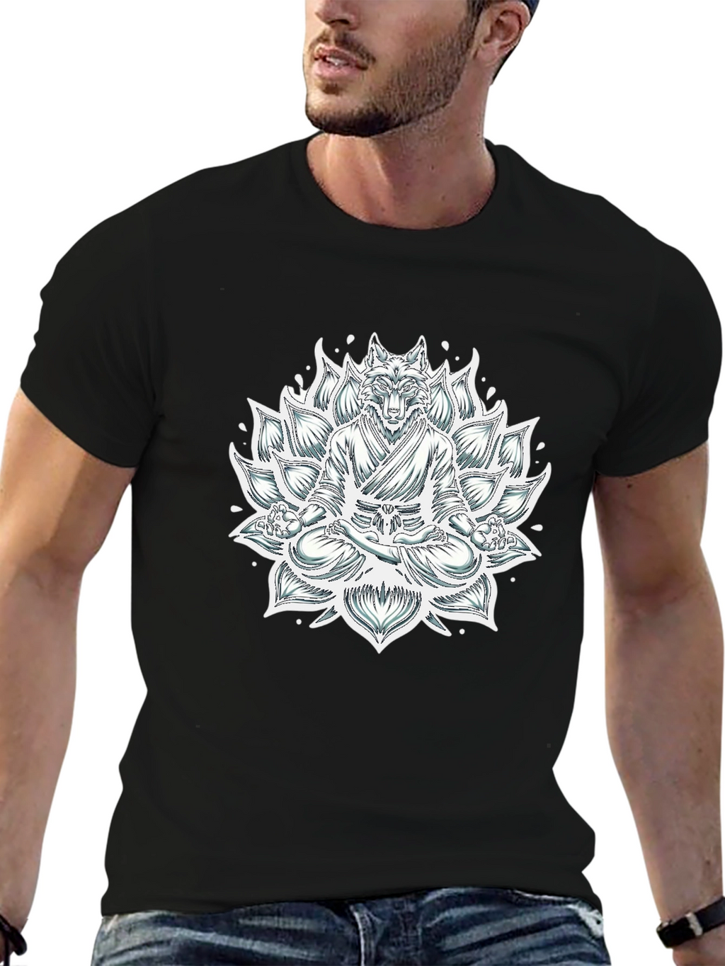 Meditating Wolf Lotus T-Shirt
