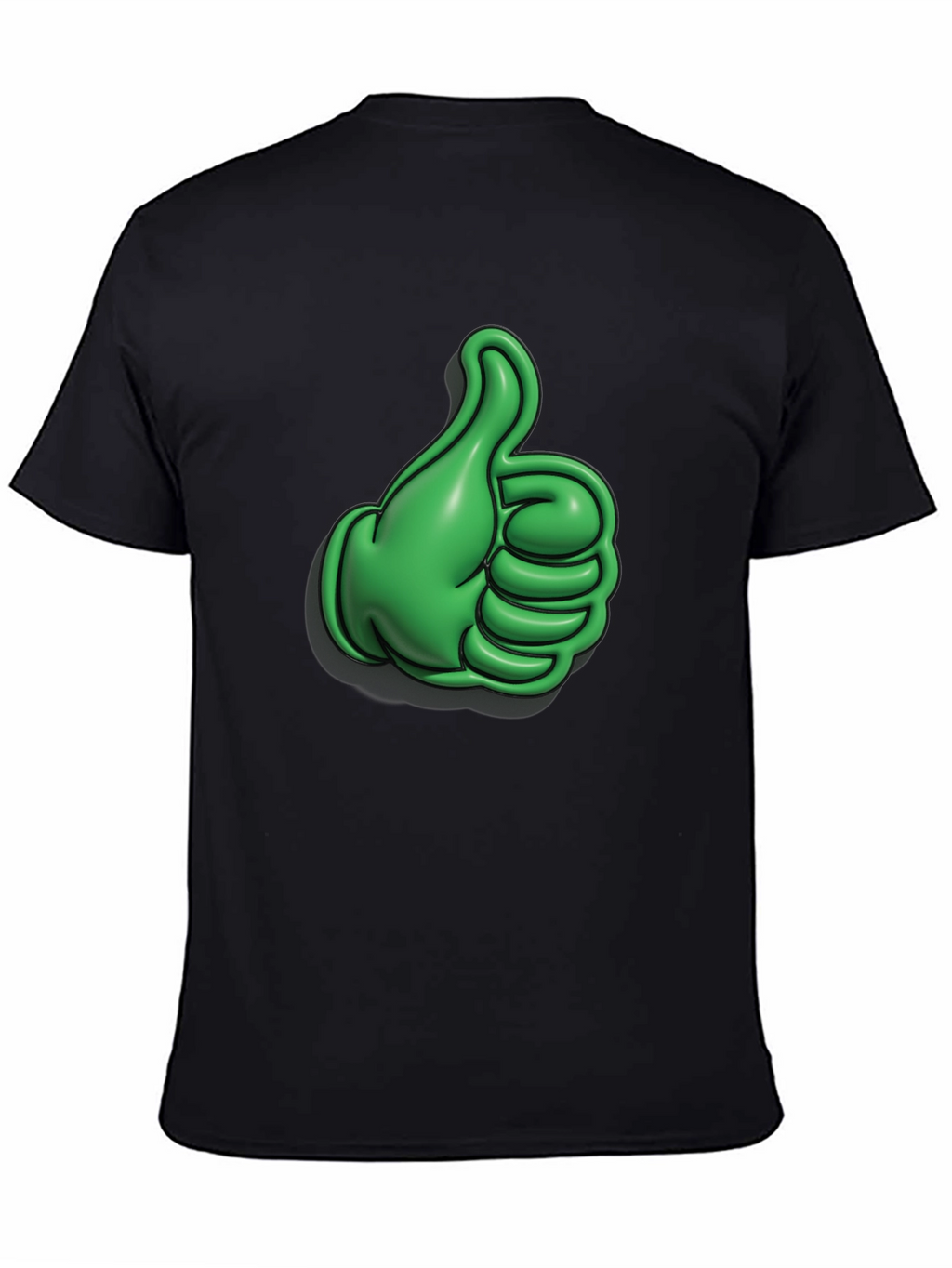Green Thumbs Up Graphic Black T-Shirt