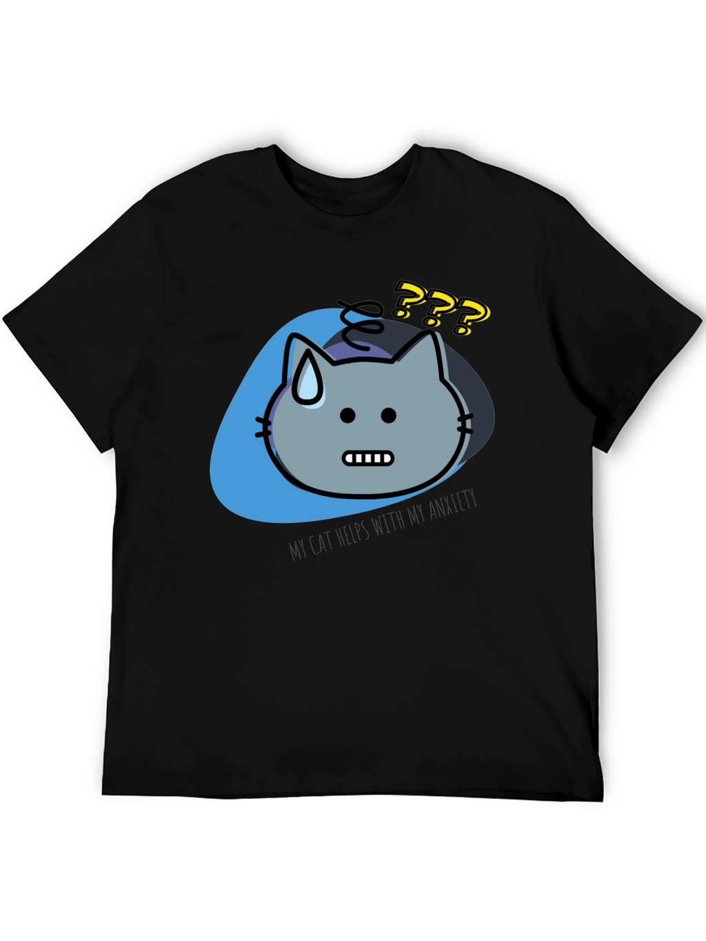 Anxiety Cat Graphic Tee - Relaxed Fit