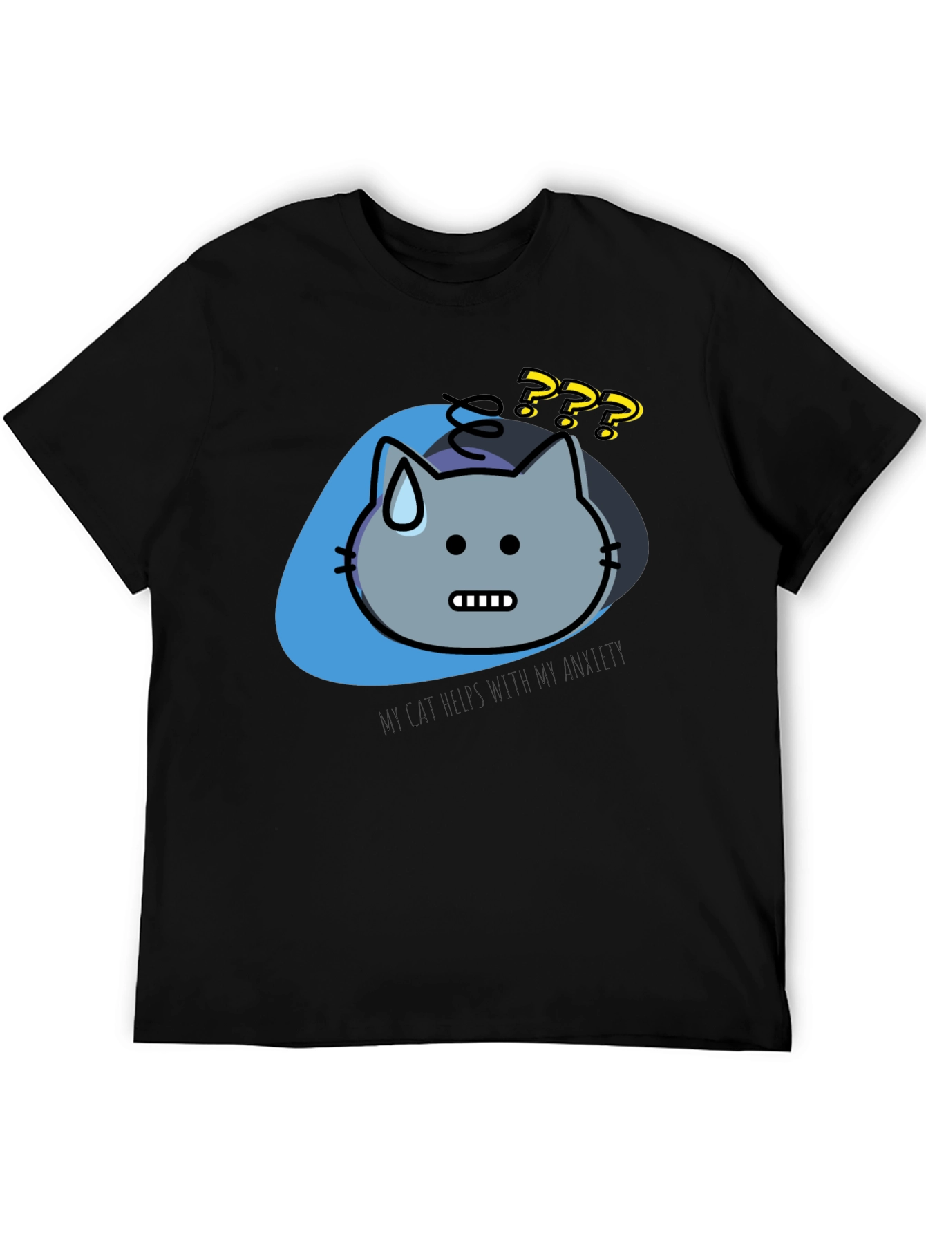 Anxiety Cat Graphic Tee - Relaxed Fit