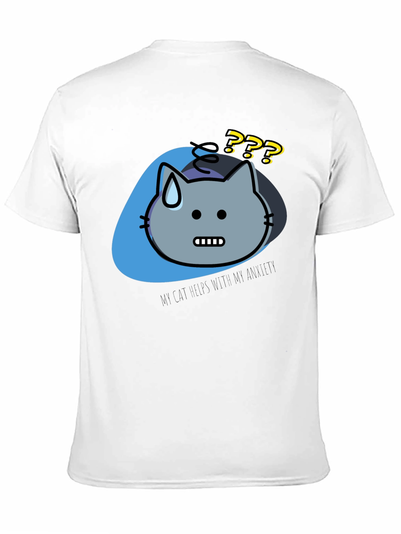 Anxiety Cat Graphic Tee - Relaxed Fit